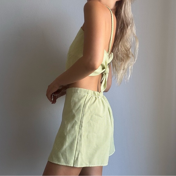 Purrr Melrose Handmade Lime Green Gingham Summer Matching Set - Crop Top & Skort - Picture 3 of 10
